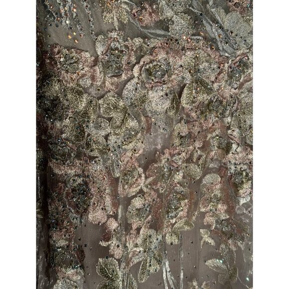 Mac Duggal 20402 Long Sleeve Dress A Line Embellished Pastel Floral Size 10 NWT - Picture 8 of 12